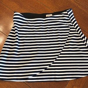 LOFT Black and White Striped Mini Skirt